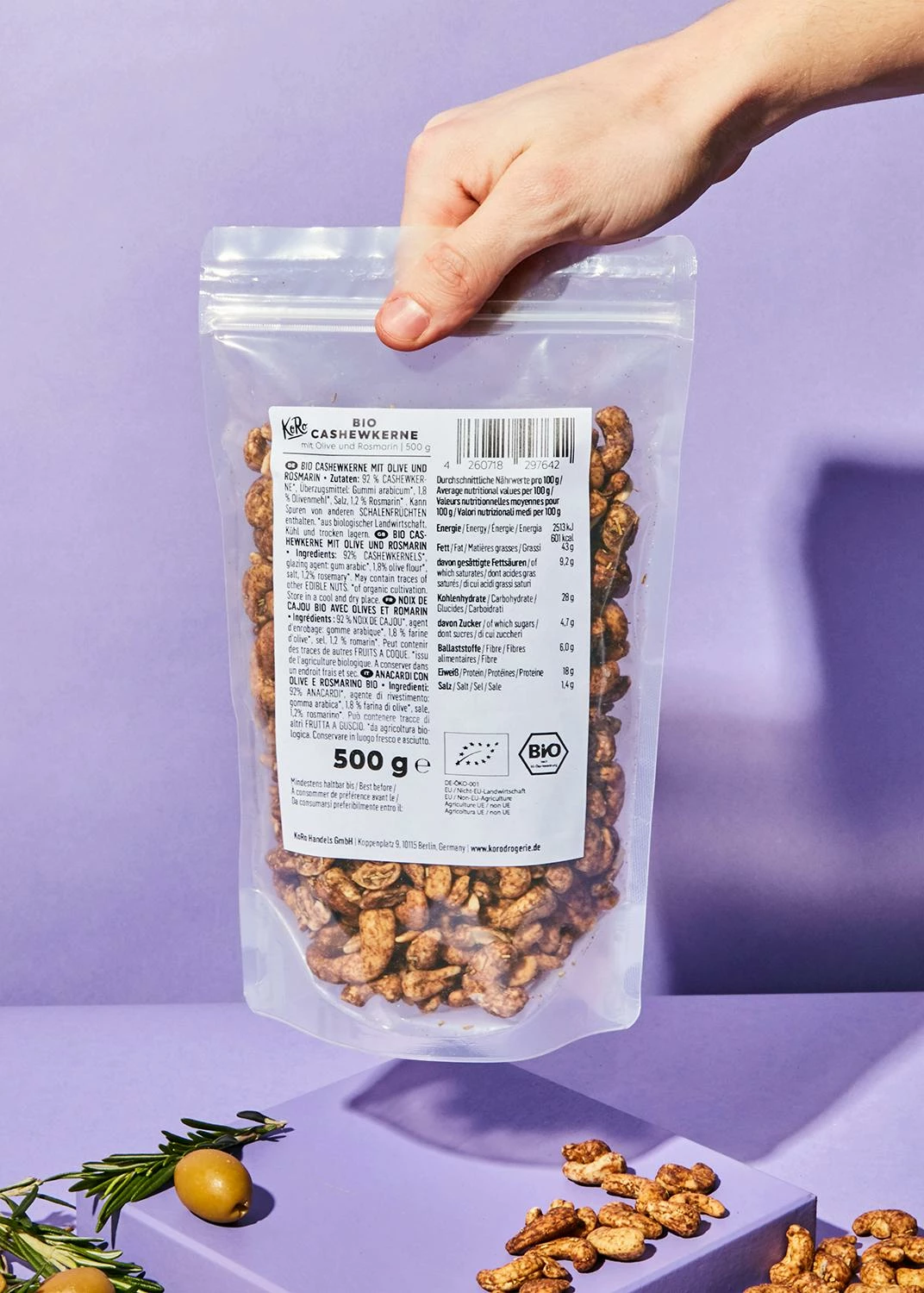 Bio Cashewkerne Mit Olive Und Rosmarin 500 G 7 Bio Cashewkerne Mit Olive Und Rosmarin 500 G – Bild 5