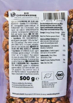 Bio Cashewkerne Mit Olive Und Rosmarin 500 G 8 Bio Cashewkerne Mit Olive Und Rosmarin 500 G -CEREALS HOUSE Geschaft CASOLI 001 006