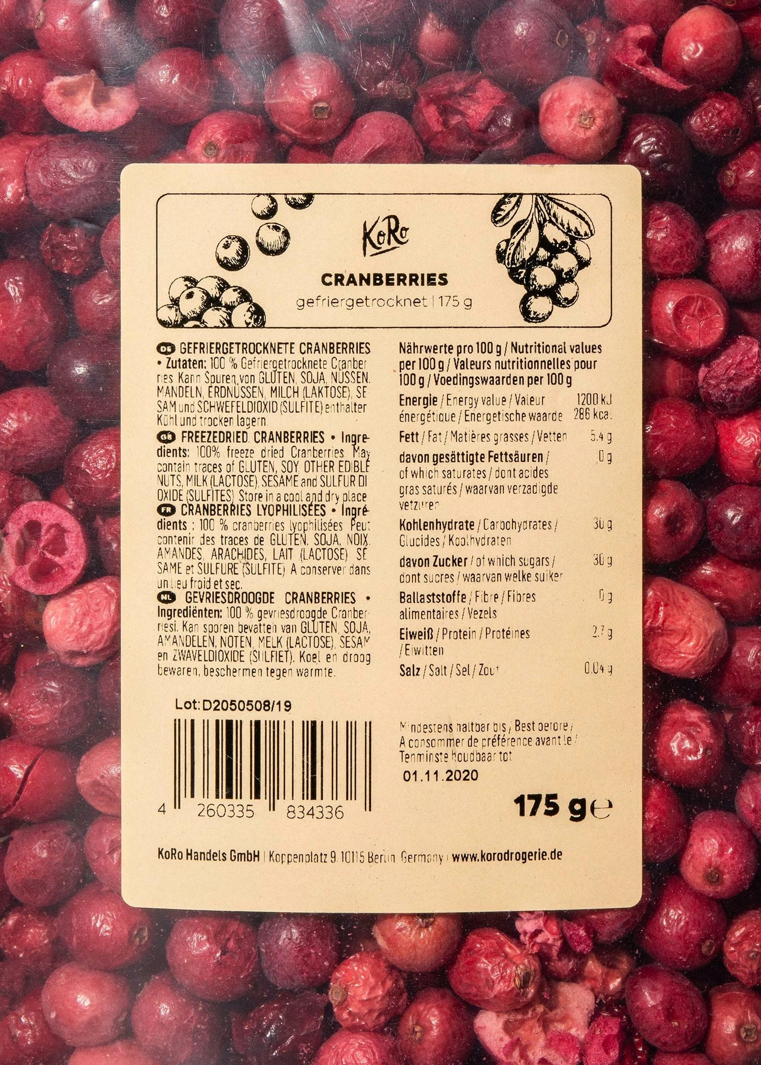 Gefriergetrocknete Cranberrys 175 G 4 Gefriergetrocknete Cranberrys 175 G – Bild 2