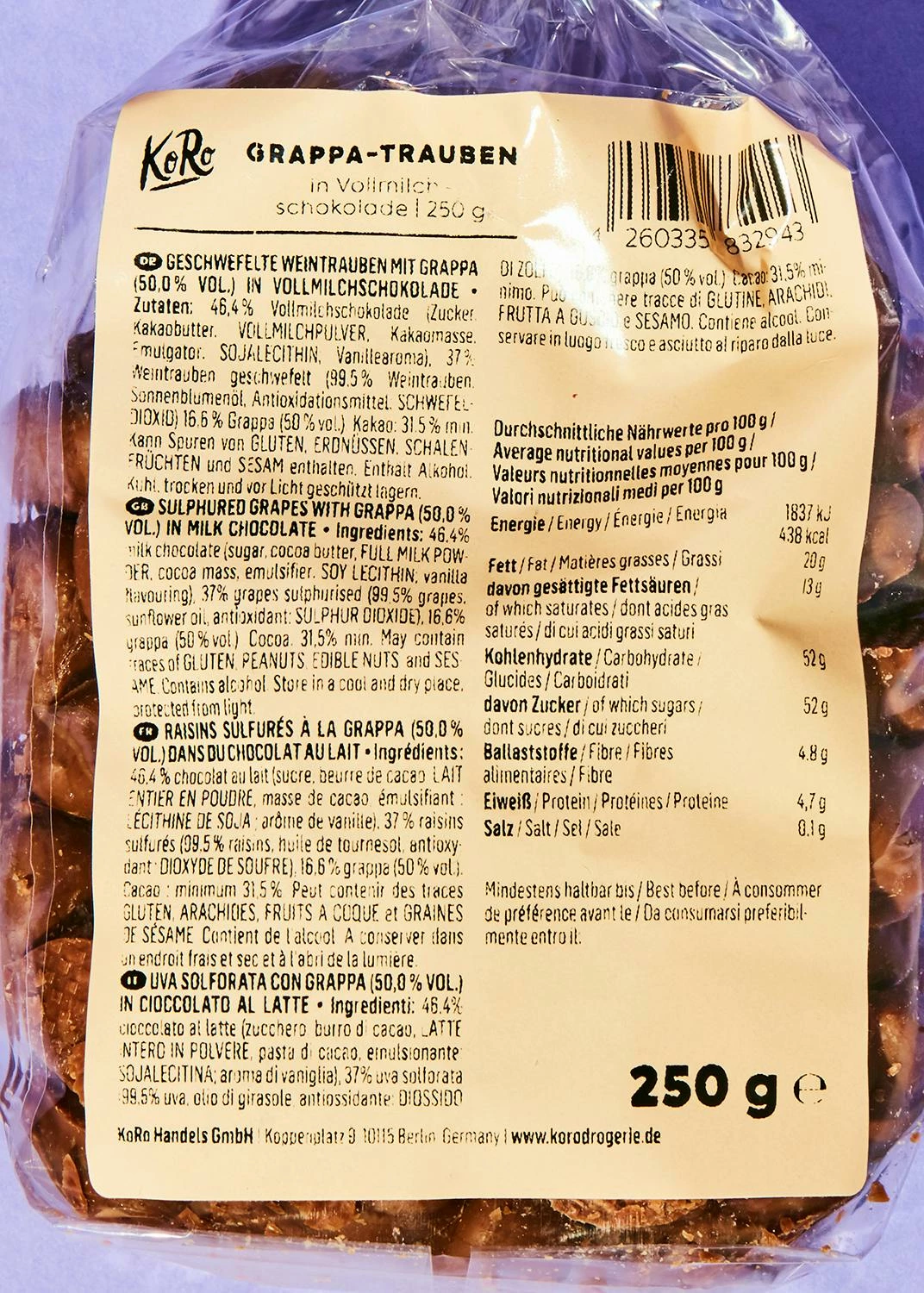 Grappa-Trauben Mit Vollmilchschokolade 250 G 4 Grappa-Trauben Mit Vollmilchschokolade 250 G – Bild 2