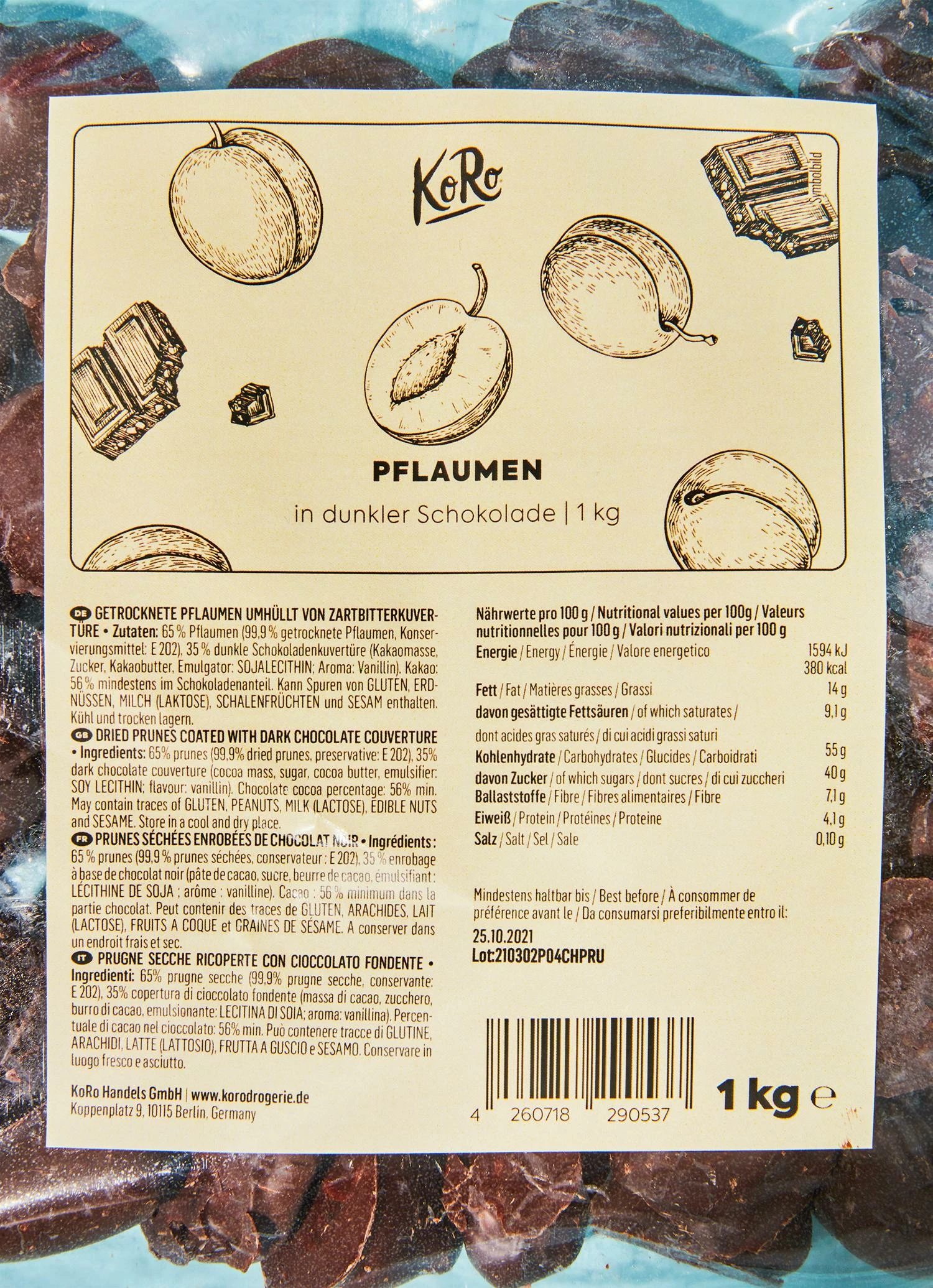 Pflaumen In Dunkler Schokolade 1 Kg 4 Pflaumen In Dunkler Schokolade 1 Kg – Bild 2