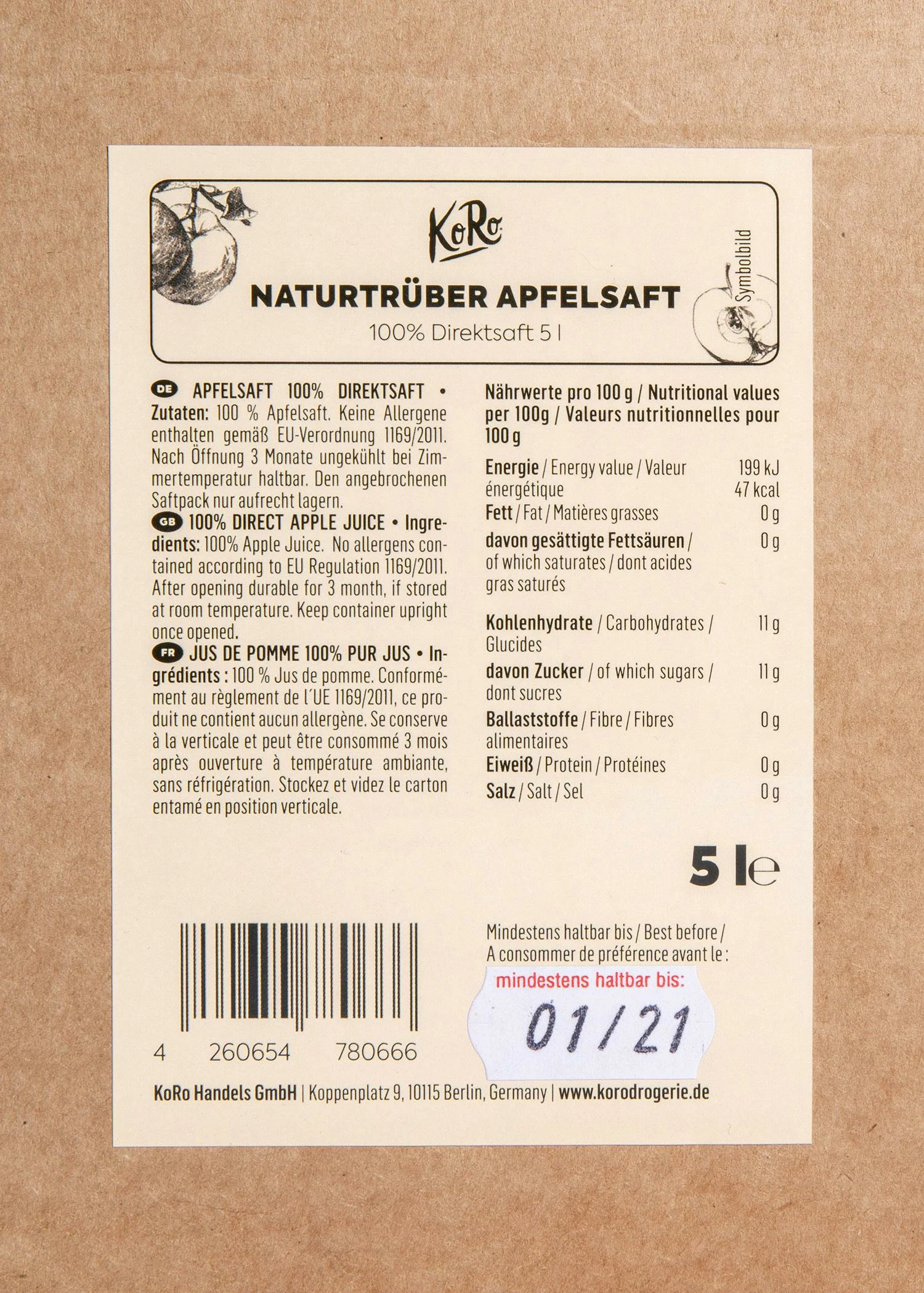 Naturtrüber Apfelsaft Bag-in-Box 5 L 4 Naturtrüber Apfelsaft Bag-in-Box 5 L – Bild 2
